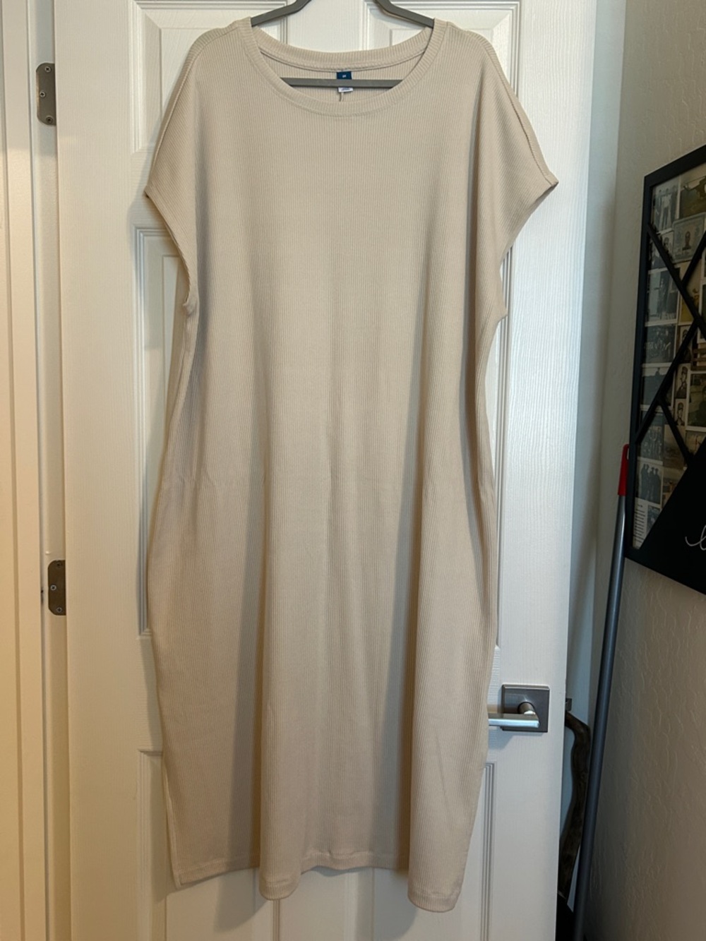 Old Navy Beige Midi Ribbed Dress